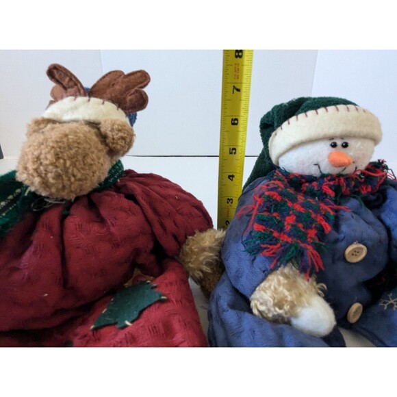 MOOSE And Snowman In Hat and Scarf Shelf Sitter Holiday Decor Winter Christmas - Picture 5 of 6